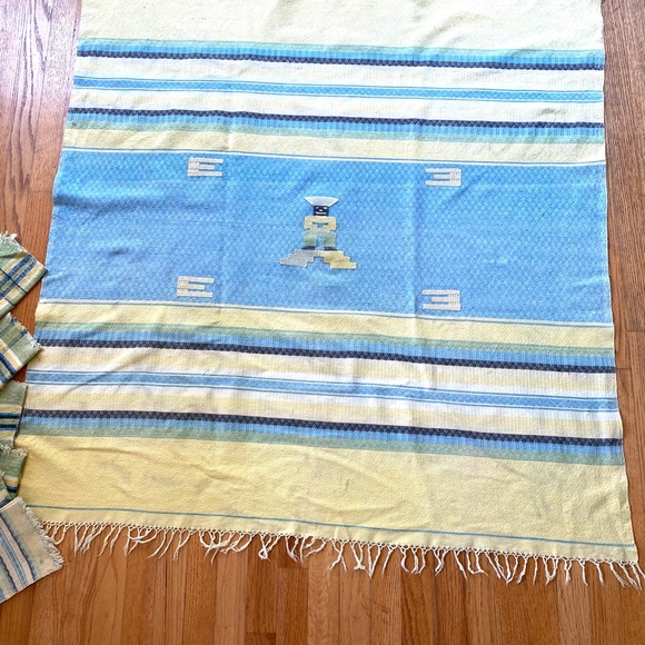 Vintage Mexico cotton tablecloth set , Southwest Aztec design - Picture 12 of 12